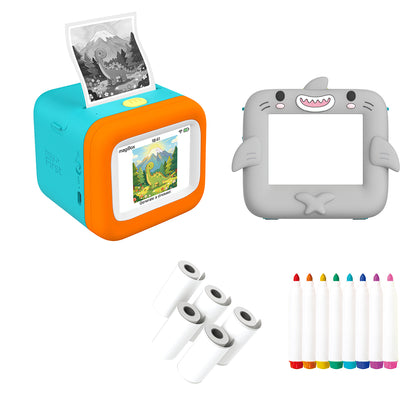 myFirst Insta MagiBox Aqua Blueのサメ型シリコンカバー装着イメージ
