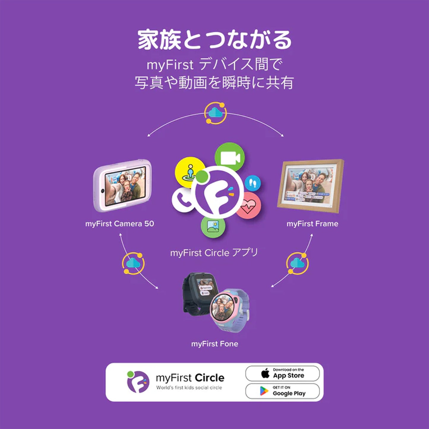 myFirst Circleで家族と写真・動画を瞬時に共有できるキッズスマートウォッチ